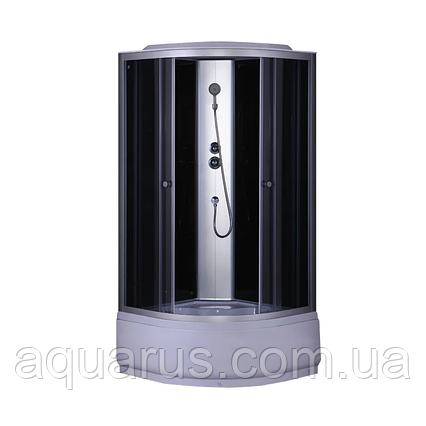 Бокс душовий без гідромасажу Mixxus STRONG SB01-90x90x215-GR SATIN з високим піддоном (MI6885), фото 1