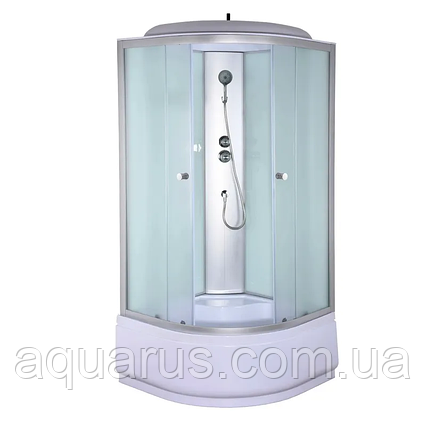 Бокс душовий без гідромасажу Mixxus STRONG SB01-90x90x215-FB SATIN з високим піддоном (MI6884), фото 1