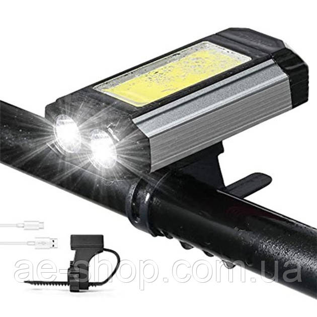 Велосипедний ліхтар 501-2XPE+COB, Фара led для велосипеда, Фара велосипедна передня, Лед фара