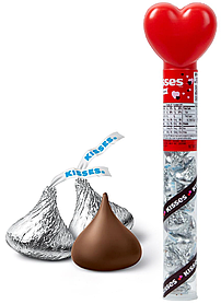Шоколадні цукерки Hershey's Kisses Heart Cane Milk Chocolate Tubes 63.5г