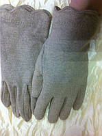 Кашемировые одинарные женские серые и бежевые перчатки