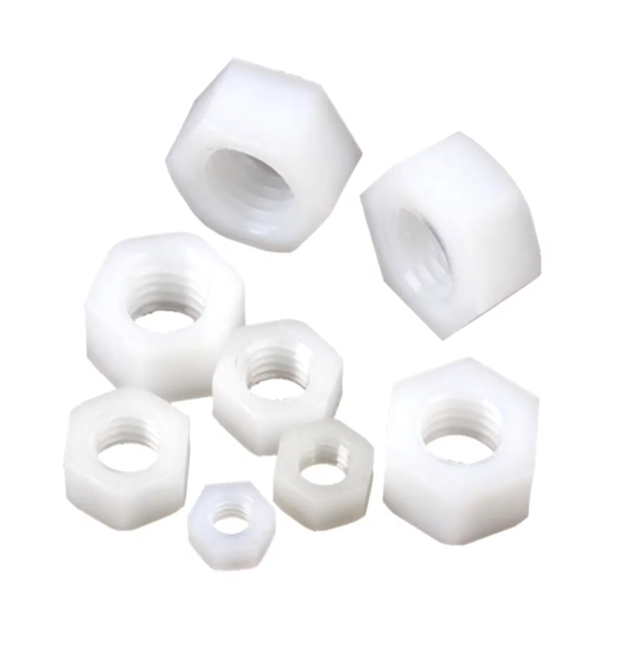 Гайки нейлонові М3, білі, комплект 4шт, для фіксації нейлонових стійок