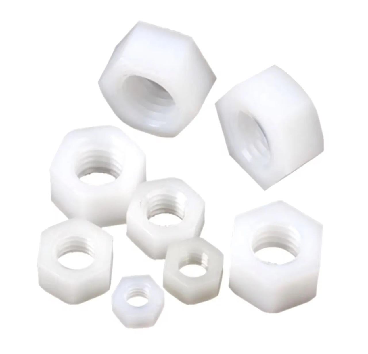 Гайки нейлонові М2, білі, комплект 4шт, для фіксації нейлонових стійок