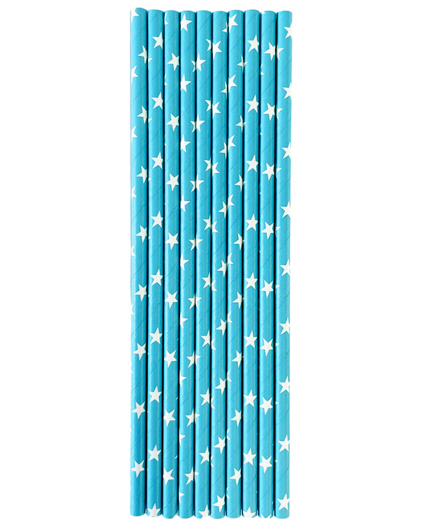 Соломинки Зірки 25 од (біло-блакитні)