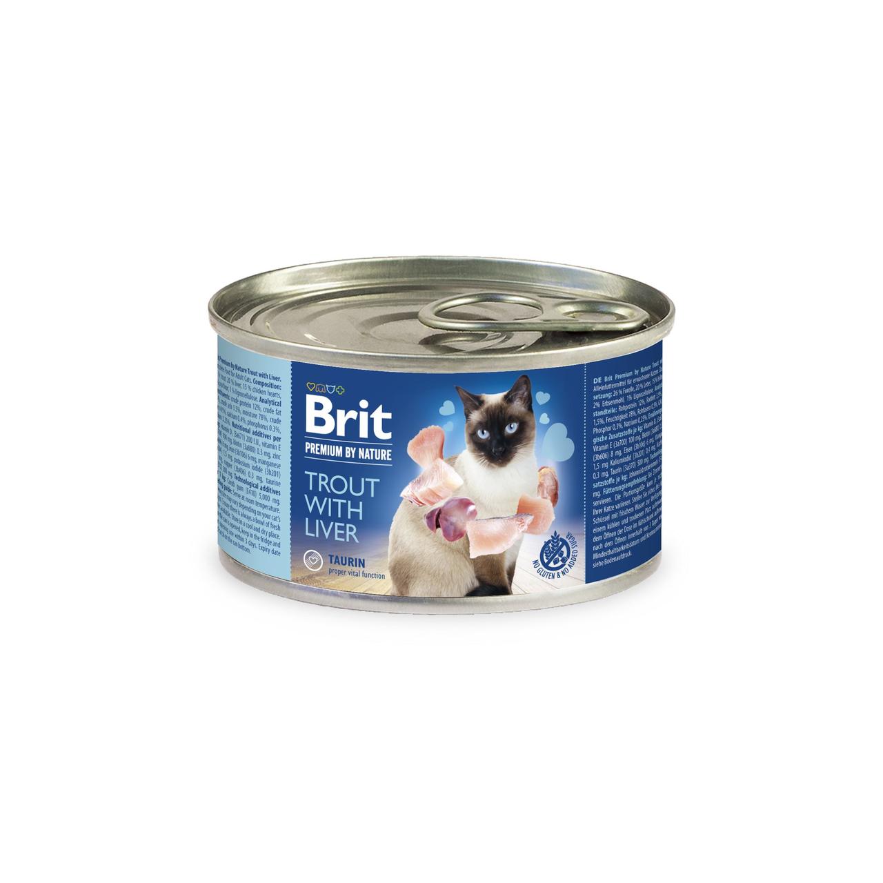 Вологий корм для котів Brit Premium by Nature Trout with Liver з фореллю та печінкою, 200 г