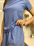 Костюм футболка шорти в рубчик, колір джинс, фото 5