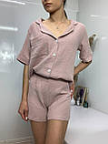 Костюм жіночий, рубашка шорти муслін, пудра, фото 2