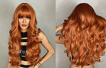 Перука руде довге волосся з чубчиком