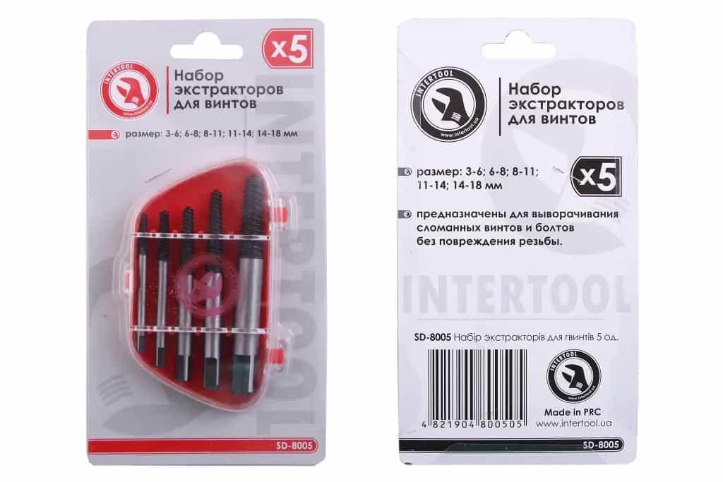 Набір екстракторів для болтів 3-18мм (5 од.) "Intertool"