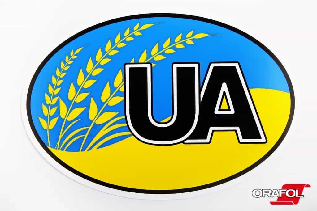Наклейка UA Прапор України з колосками 9*13см