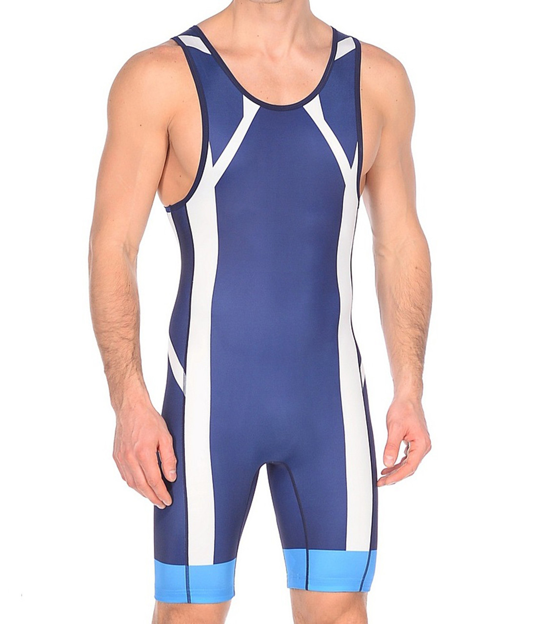 Трико борцівське Asics Wrestling Singlet синій,білий,блакитний Чол XS original Акція Знижка