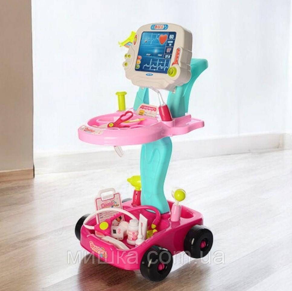 Іграшковий дитячий набір доктора, 17 предметів, тележка, ЕКГ, стетоскоп, шприц та інше, 660-45-46, фото 1