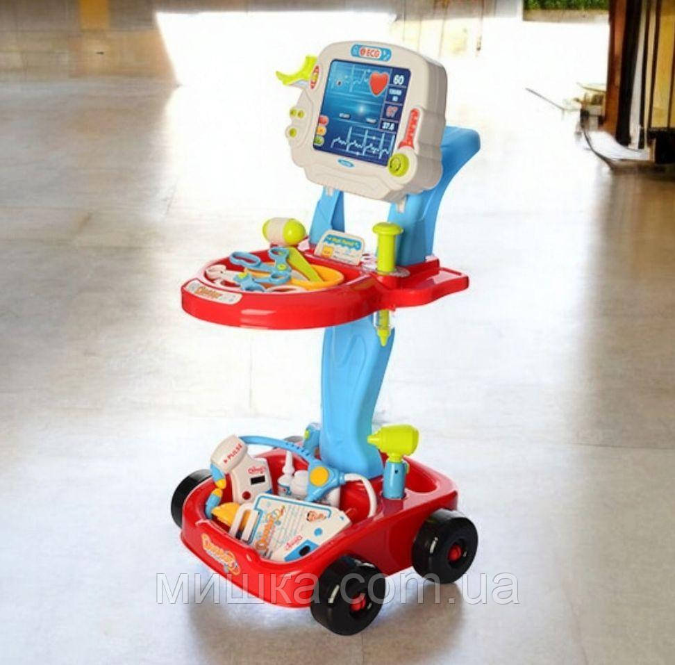 Іграшковий дитячий набір доктора, 17 предметів, тележка, ЕКГ, стетоскоп, шприц та інше, 660-45-46, фото 1