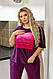 Жіночий велюровий спортивний костюм зі стразами велюр штани палаццо і футболка з лампасами батал, фото 9