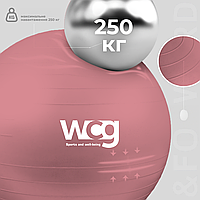 М'яч для фітнесу (фітбол) WCG 55 Anti-Burst 250кг Pale Pink + насос