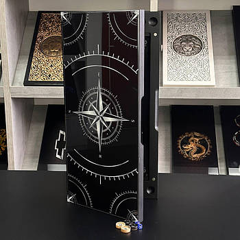 Нарди скляні з деревом Роза вітрів 60×30×6см подарункові