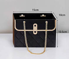 Сумка для квітів чорна з ланцюжком 15х10х10.5 см