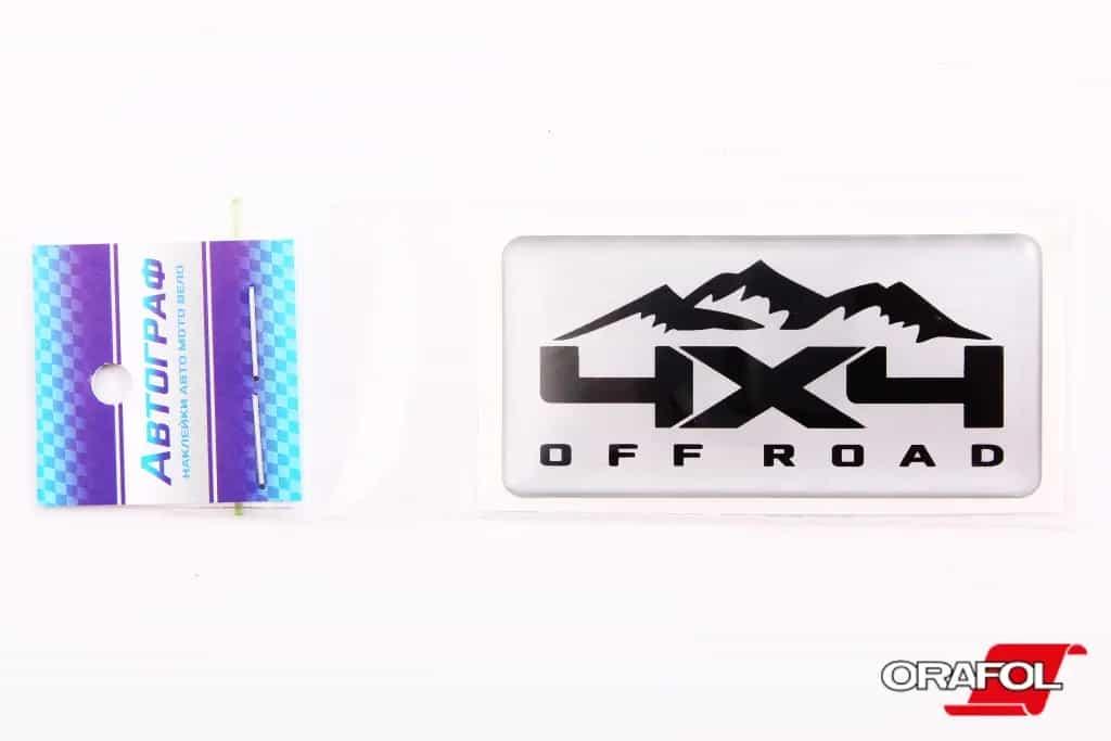 Наклейка емблема силікон 4х4 "Off Road" срібл. 4*7см "Автограф"