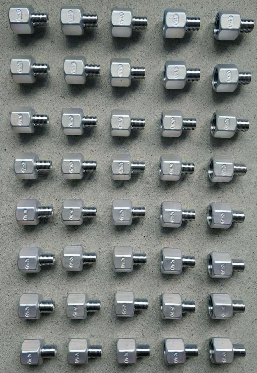 Футорка зворотна різьбова нержавіюча DN15хDN8 (1/2"х1/4"), н/ж сталь AISI304, Class 150 BSPP, лита, фото 1