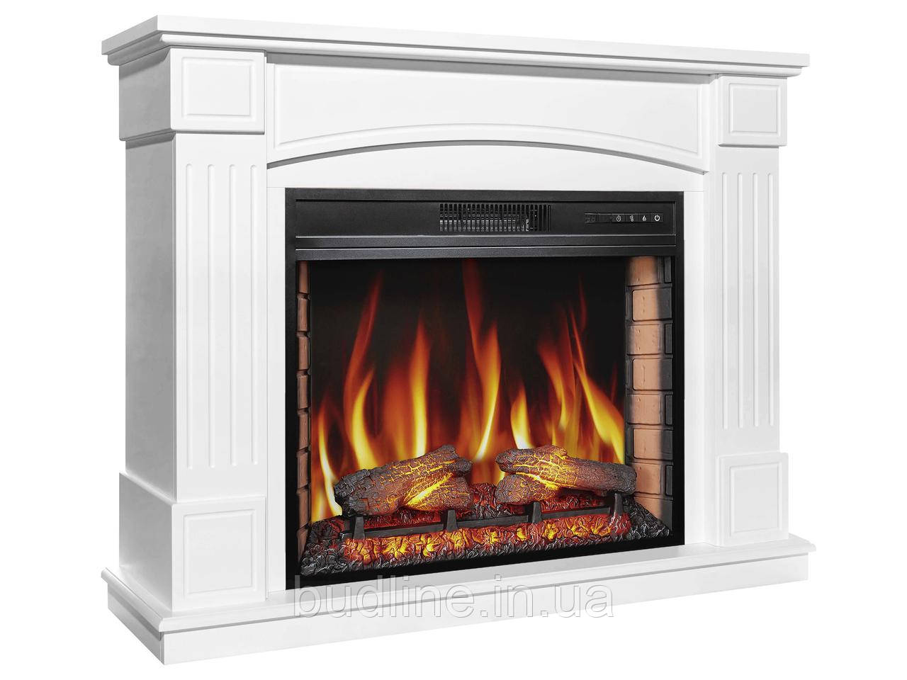 Камінокомплект ArtiFlame Boston AF28S білий з обігрівом і звуком горіння вогню