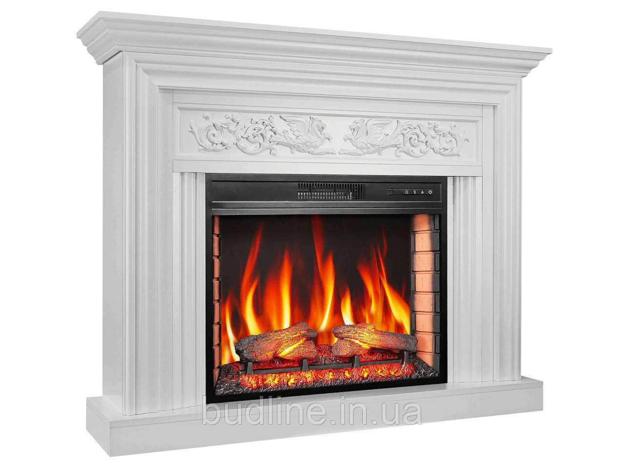 Камінокомплект ArtiFlame Monferrato AF28S білий з обігрівом і звуком горіння вогню