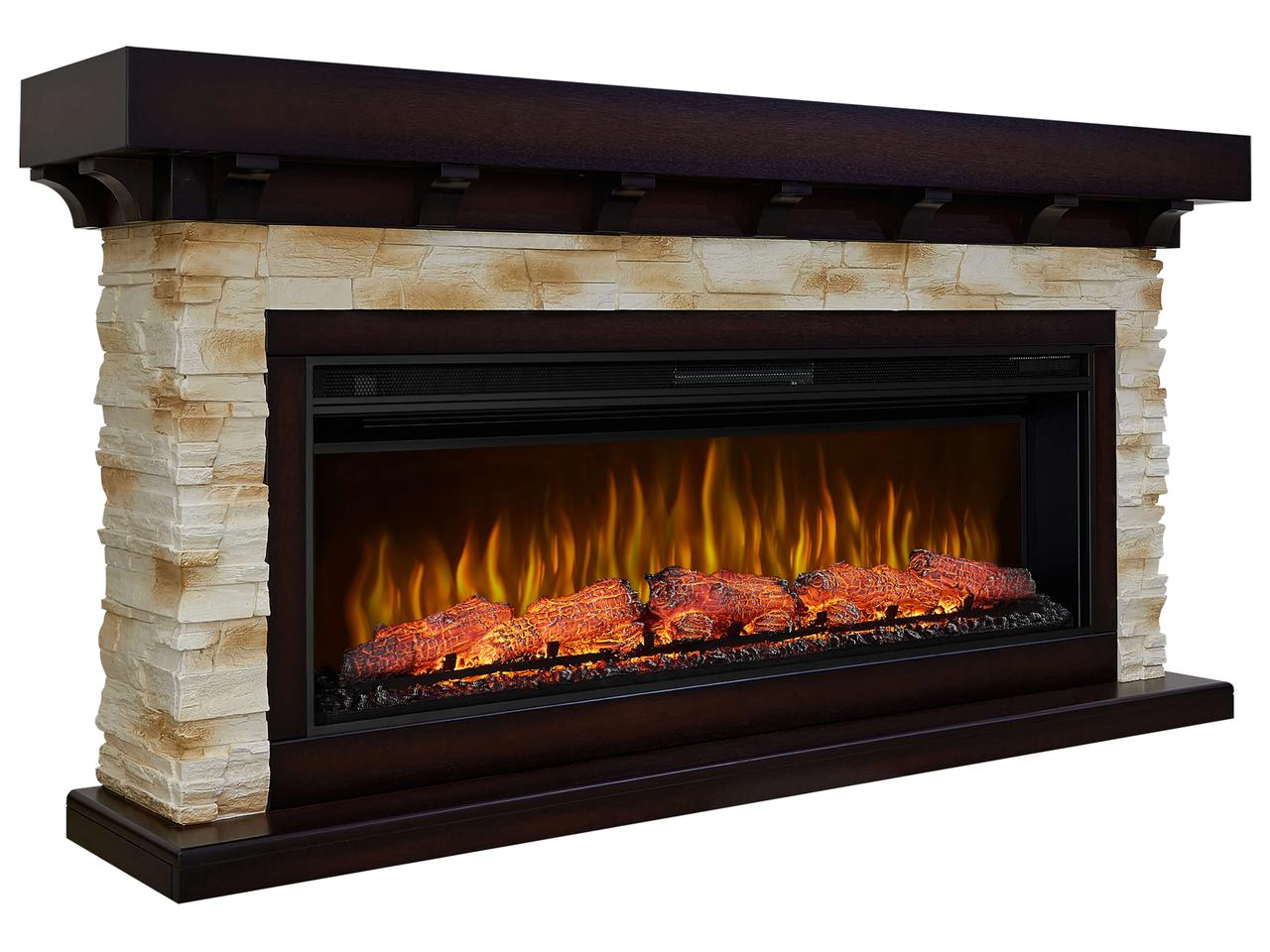 Камінокомплект ArtiFlame Ludwig AF50 махагон коричневий антик з обігрівом і звуком горіння вогню