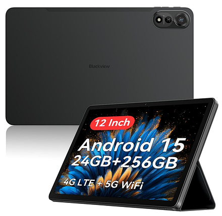 Планшет Blackview MEGA 2 Grey 4G 8/256GB 12дюймів 9000mAh Android 15 чохол+скло+стилус, фото 1