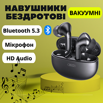 Бездротові вакуумні навушники з Bluetooth шумозаглушенням мікрофоном зручні чорні XO