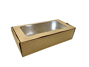 142872 Коробка паперова крафт з віконцем 200*100*50 мм