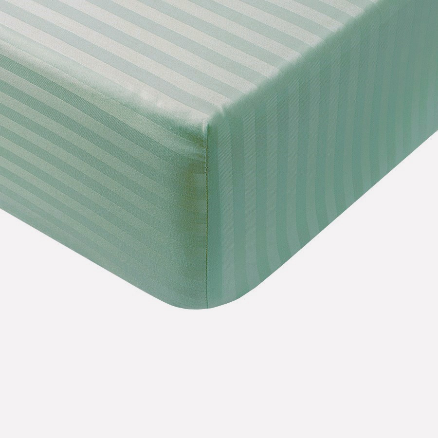 Простирадло на резинці 160х200х20см страйп сатин Ярослав №01 м'ята, фото 1