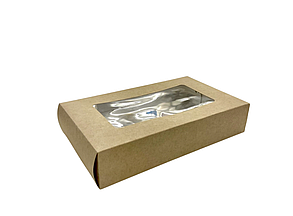 142594 Коробка з віконцем 194*115*40 крафт-біла клеєна, 50 шт/уп, 500 шт/ящ