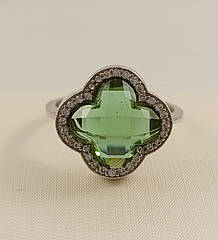 Каблучка срібна з султанітом "Конюшина" 17,5 розмір КЛВЦ/Б-слт