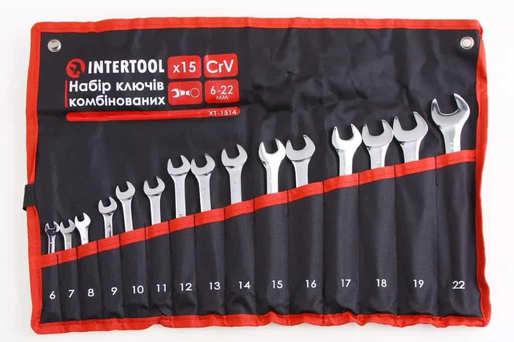 Набір ключів ріжково-накидні 15 од. "Intertool" Prof у чохлі (6-22 мм)
