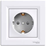 Розетка із заземленням і захисними шторками Шнайдер Асфора біла EPH2900221, фото 2