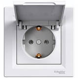 Розетка з кришкою і заземленням Шнайдер Асфора біла EPH3170121, фото 2