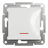 Вимикач одноклавішний з підсвіткою Шнайдер Асфора білий EPH1470121