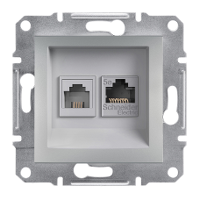 Розетка комп'ютерна RJ45 cat5e UTP + телефонна RJ11 Шнайдер Асфора Алюміній EPH4900161