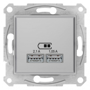 Розетка USB 2.1A Шнайдер Асфора Алюміній EPH2700261
