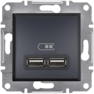 Розетка USB 2.1A Шнайдер Асфора Антрацит EPH2700271
