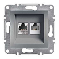 Розетка комп'ютерна RJ45 cat5e UTP + телефонна RJ11 Шнайдер Асфора Сталь EPH4900162