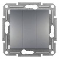 Вимикач 3-клавішний Шнайдер Асфора Сталь EPH2100162
