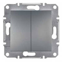 Вимикач двоклавішний кнопковий сталь Шнайдер Асфора EPH1100162