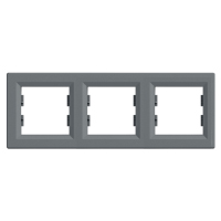 Рамка потрійна Шнайдер Асфора горизонтальна Сталь EPH5800362