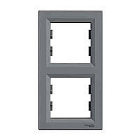 Рамка подвійна Шнайдер Асфора вертикальна сталь EPH5810262