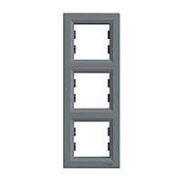 Рамка потрійна Шнайдер Асфора вертикальна сталь EPH5810362