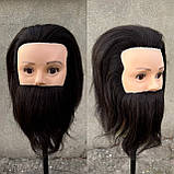 Чоловічий манекен голова з бородою та вусами навчальна для стрижки з натуральним волоссям манікен, фото 2