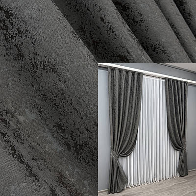 Комплект штор (2шт. 1,5х2,7м.) льон мармур, колекція "Pavliani". Колір графітовий. Код 1667ш 33-0555