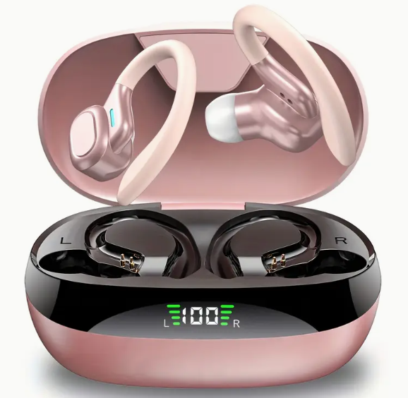 Вакуумні bluetooth-навушники Ture TWS для спорту Рожеві!