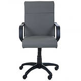 Крісло Фаворит Пластик на механізмі гойдання Шкірзам сірий, фото 5