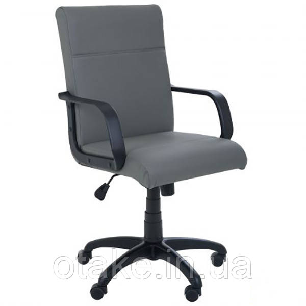Крісло Фаворит Пластик на механізмі гойдання Шкірзам сірий, фото 1